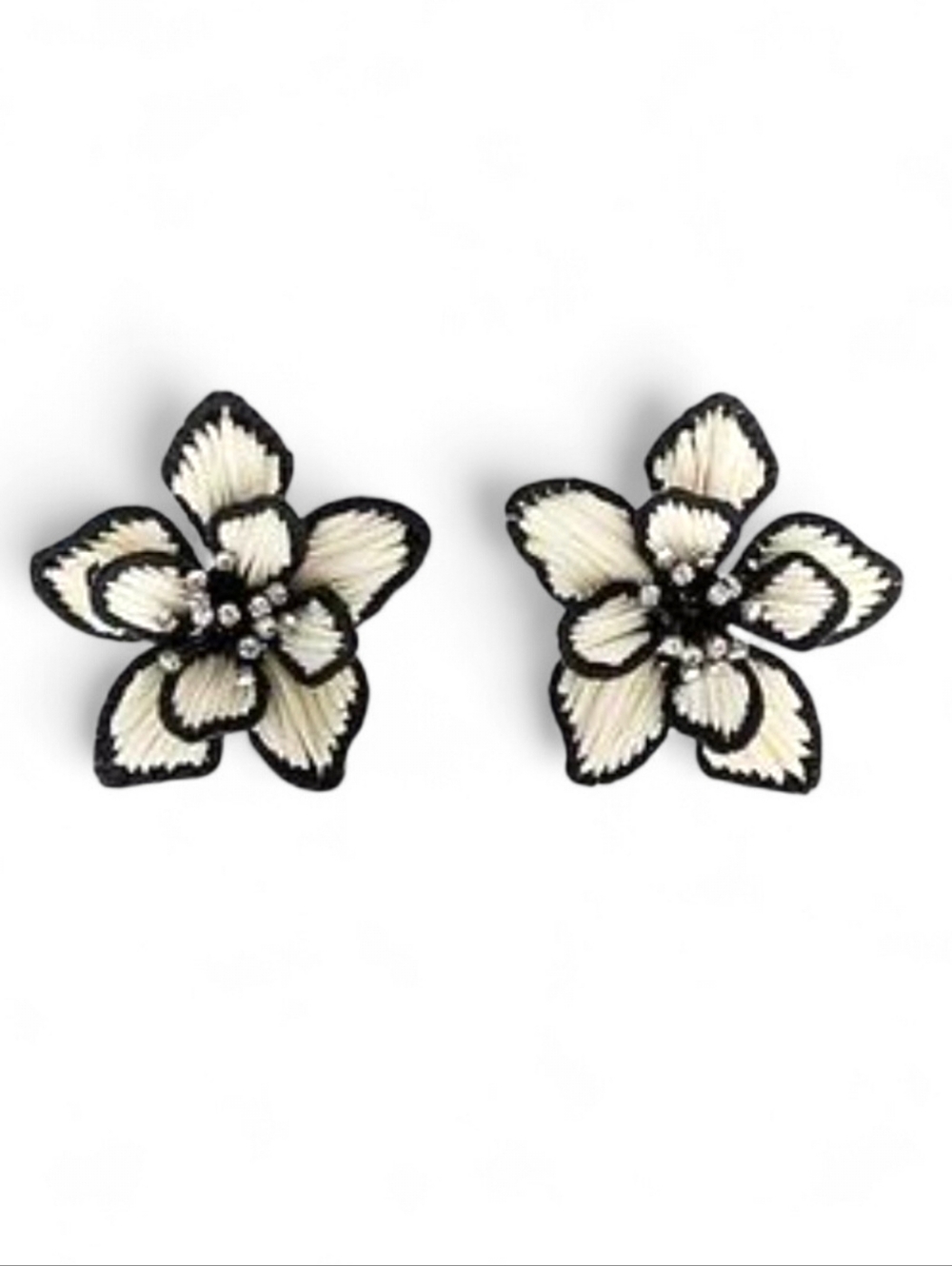 ZARA Contrast Raffia Flower Earrings
